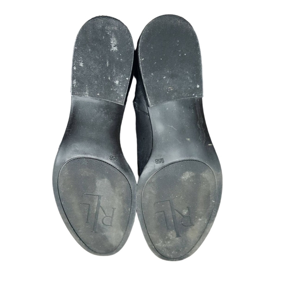 Ralph Lauren Black Leather Knee High Boots Gold Buckle 9.5 - Picture 4 of 6